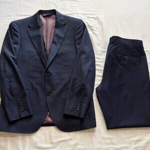 Trend Maxman Giulio 100% Wool Navy Suit — 40R / 34" Waist | Slim Drop 6 Fit
